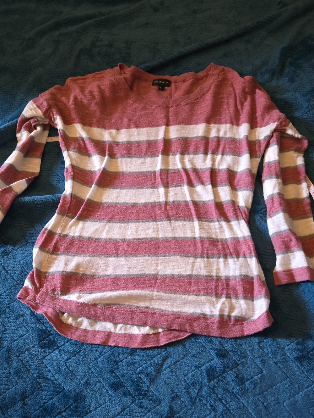 A New Day Pink & Cream Striped Long-Sleeve Tee